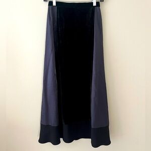 Vintage 1970s couture Kenzo Paris black velvet and‎ satin skirt sz 36 (6US)